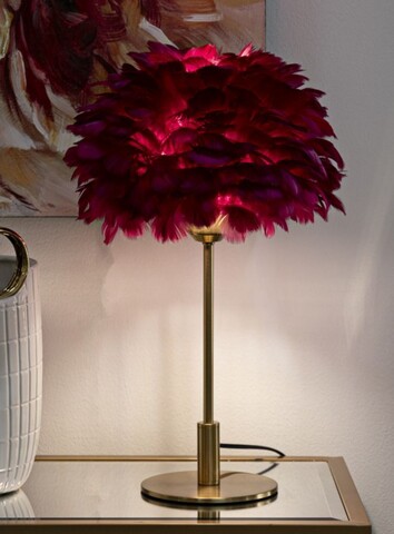 Lampa de masa, Mauro Ferretti, Feather, 1 x E27, 40W, 30x50 cm, fier/plastic, auriu/bordo