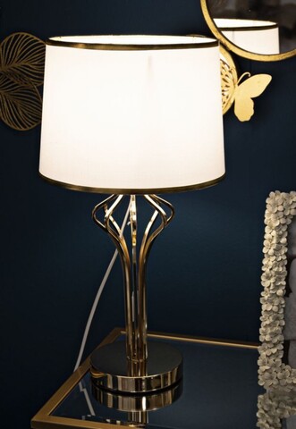 Lampa de masa, Mauro Ferretti, Slimmy, 1 x E27, 40W, 28x53 cm, fier/plastic, alb,auriu