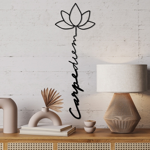 Decoratiune de perete, Carpe Diem 4, Dimensiune: 21 x 60 cm, Negru