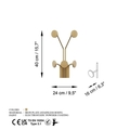 Cuier de perete, Giraffe-A, Dimensiuni: 24 x 16 cm Înălțime: 40 cm, Auriu