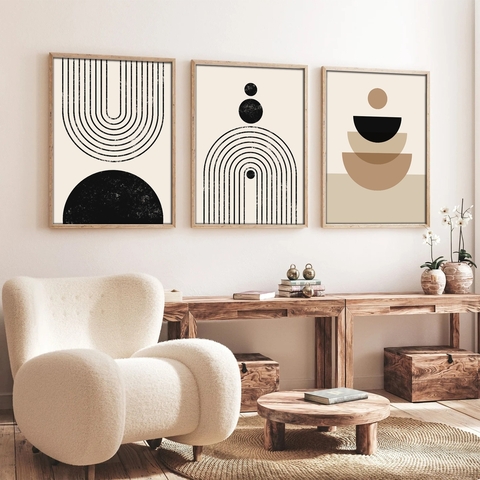 Set 3 tablouri decorative, Huhu262, Cadru: 100% LEMN MASIV (Grosime: 2 cm), Multicolor