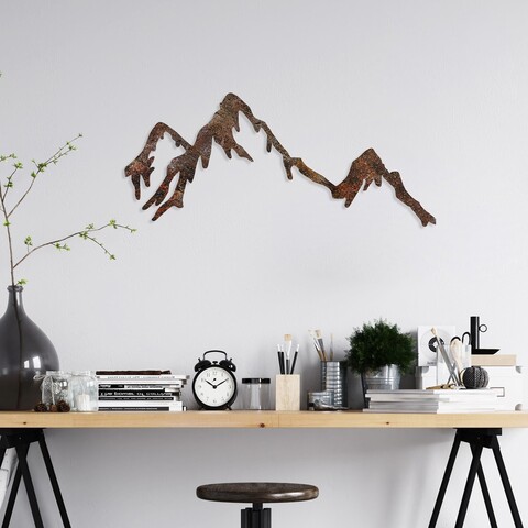 Decoratiune de perete, Rusty Mountain, Dimensiune: 45 x 70 cm, Maro antichizat