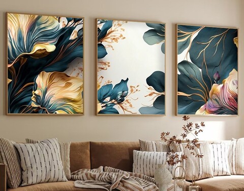 Set 3 tablouri decorative, Huhu217, Lemn masiv, Multicolor