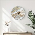 Ceas de perete decorativ din sticlă, Huhu351, Diametru: 40 cm (1 bucată), Multicolor