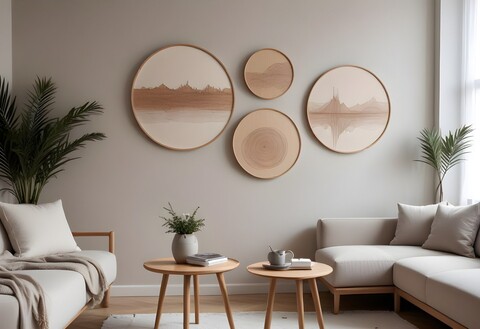 Set 4 tablouri decorative, Huhu300, Dimensiune: 45 x 45 cm (1 bucată), Multicolor