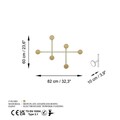 Cuier de perete, Dama-A, Grosime: 10 mm, Auriu