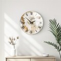 Ceas de perete decorativ din sticlă, Huhu338, Diametru: 40 cm (1 bucată), Multicolor