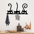 Cuier de perete, Hidden Cats, Lățime: 60 cm Înălțime: 37 cm Adâncime: 2 cm, Negru