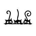 Cuier de perete, Hidden Cats, Lățime: 60 cm Înălțime: 37 cm Adâncime: 2 cm, Negru