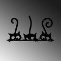 Cuier de perete, Hidden Cats, Lățime: 60 cm Înălțime: 37 cm Adâncime: 2 cm, Negru
