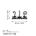 Cuier de perete, Hidden Cats, Lățime: 60 cm Înălțime: 37 cm Adâncime: 2 cm, Negru