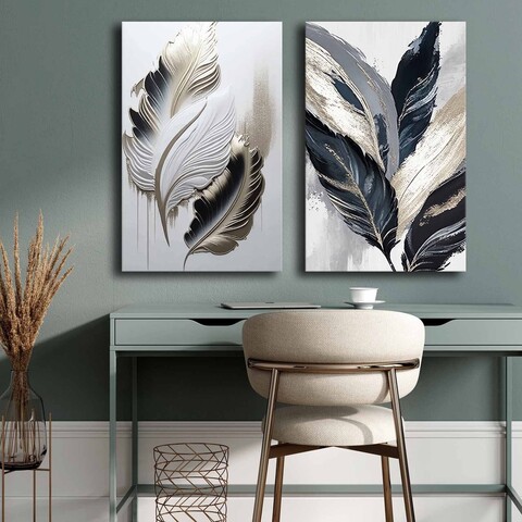 Set 2 tablouri decorative, 2P4570GSC-016, Lemn, Multicolor