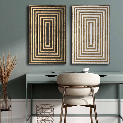 Set 2 tablouri decorative, 2P4570GSC-012, Lemn, Multicolor