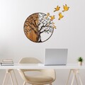 Decoratiune de perete, Tree And Birds, Lățime: 92 cm Înălțime: 71 cm Adâncime: 3 cm, Multicolor