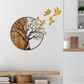 Decoratiune de perete, Tree And Birds, Lățime: 92 cm Înălțime: 71 cm Adâncime: 3 cm, Multicolor