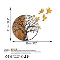 Decoratiune de perete, Tree And Birds, Lățime: 92 cm Înălțime: 71 cm Adâncime: 3 cm, Multicolor