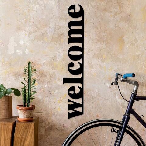 Decoratiune de perete, Welcome-5, (Grosime: 1,5 mm), Negru