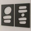 Tablou decorativ MDF (2 Pieces), Hhloyma00002, Grosime: 18 mm, Negru