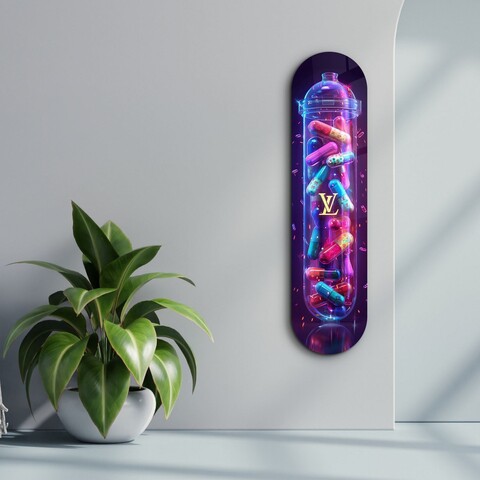 Tablou decorativ, Colorful LV Tube, Dimensiune: 20 x 80 cm, Multicolor