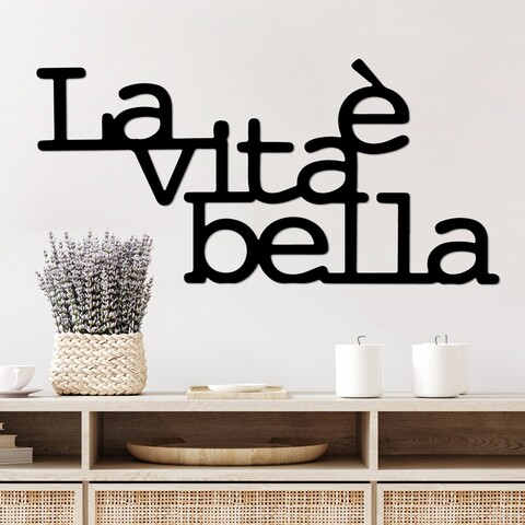 Decoratiune de perete, Vita E Bella 1, Dimensiune: 60 x 30 cm, Negru