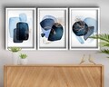 Set 3 tablouri decorative, 3P3853NISCT-006, Lemn, Bleumarin / Albastru / Nurcă / Alb