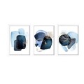 Set 3 tablouri decorative, 3P3853NISCT-006, Lemn, Bleumarin / Albastru / Nurcă / Alb