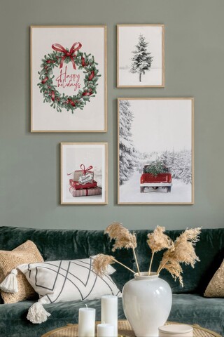 Set 4 tablouri decorative, Nwyearmdl4, MDF, Multicolor