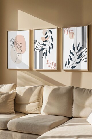 Set 3 tablouri decorative, Artvmodel22-Ahsap, MDF, Multicolor