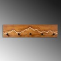 Cuier de perete din lemn, Mountain 2, Lățime: 60 cm Înălțime: 14 cm Adâncime: 5 cm, Nuc / Natural