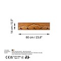 Cuier de perete din lemn, Mountain 2, Lățime: 60 cm Înălțime: 14 cm Adâncime: 5 cm, Nuc / Natural