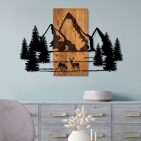 Decoratiune de perete, Natural Habitat, Dimensiuni: 57 x 88 cm, Nuc / Negru
