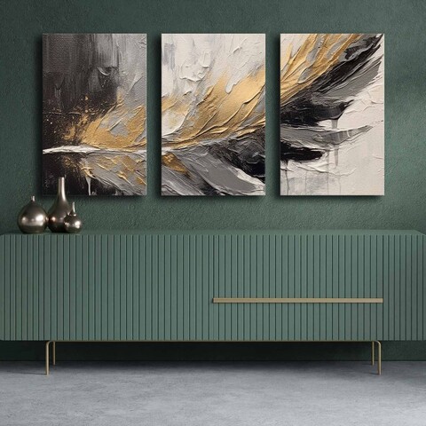 Set 3 tablouri decorative, 3P4570GSC-016, Lemn, Multicolor