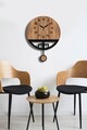 Ceas de perete decorativ, Vlnt108Mo, Diametru: 39 cm, Nuc / Negru