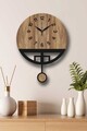 Ceas de perete decorativ, Vlnt108Mo, Diametru: 39 cm, Nuc / Negru