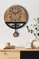 Ceas de perete decorativ, Vlnt108Mo, Diametru: 39 cm, Nuc / Negru