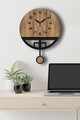 Ceas de perete decorativ, Vlnt108Mo, Diametru: 39 cm, Nuc / Negru