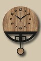 Ceas de perete decorativ, Vlnt108Mo, Diametru: 39 cm, Nuc / Negru