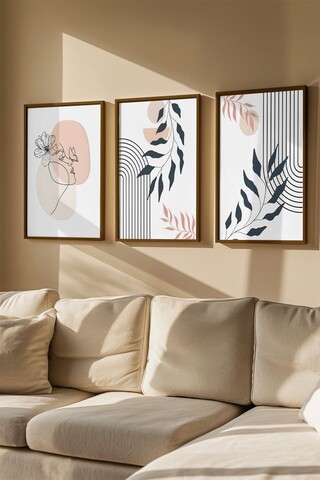 Set 3 tablouri decorative, Artvmodel22-Kahve, MDF, Multicolor