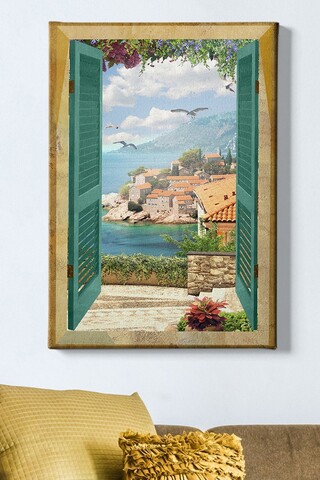 Tablou decorativ, Kanvas Tablo (50 x 70), Rama din lemn (grosime 3 cm), Multicolor