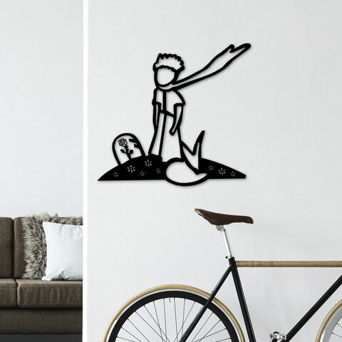 Decoratiune de perete, The Little Prince 3, Dimensiuni: 58 x 54 cm , Negru