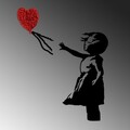 Decoratiune de perete, Banksy, Dimensiune: 105 x 85 cm, Roșu/Negru