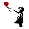 Decoratiune de perete, Banksy, Dimensiune: 105 x 85 cm, Roșu/Negru