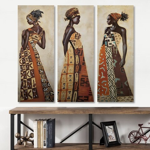 Set 3 tablouri decorative, 3KNV4584_3090 (90 x 80), Canvas imprimat, Multicolor