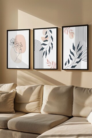 Set 3 tablouri decorative, Artvmodel22-Sıyah, MDF, Multicolor