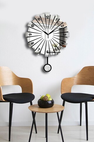 Ceas de perete decorativ, Vlnt111Gu, Diametru: 39 cm, Argintiu