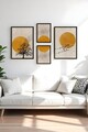 Set 4 tablouri decorative, Huhu455-S, Lemn masiv, Multicolor