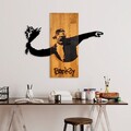 Decoratiune de perete, Banksy, Lățime: 69 cm Înălțime: 58 cm Adâncime: 3 cm, Nuc / Negru