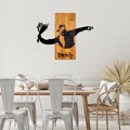 Decoratiune de perete, Banksy, Lățime: 69 cm Înălțime: 58 cm Adâncime: 3 cm, Nuc / Negru