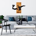 Decoratiune de perete, Banksy, Lățime: 69 cm Înălțime: 58 cm Adâncime: 3 cm, Nuc / Negru