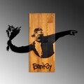 Decoratiune de perete, Banksy, Lățime: 69 cm Înălțime: 58 cm Adâncime: 3 cm, Nuc / Negru